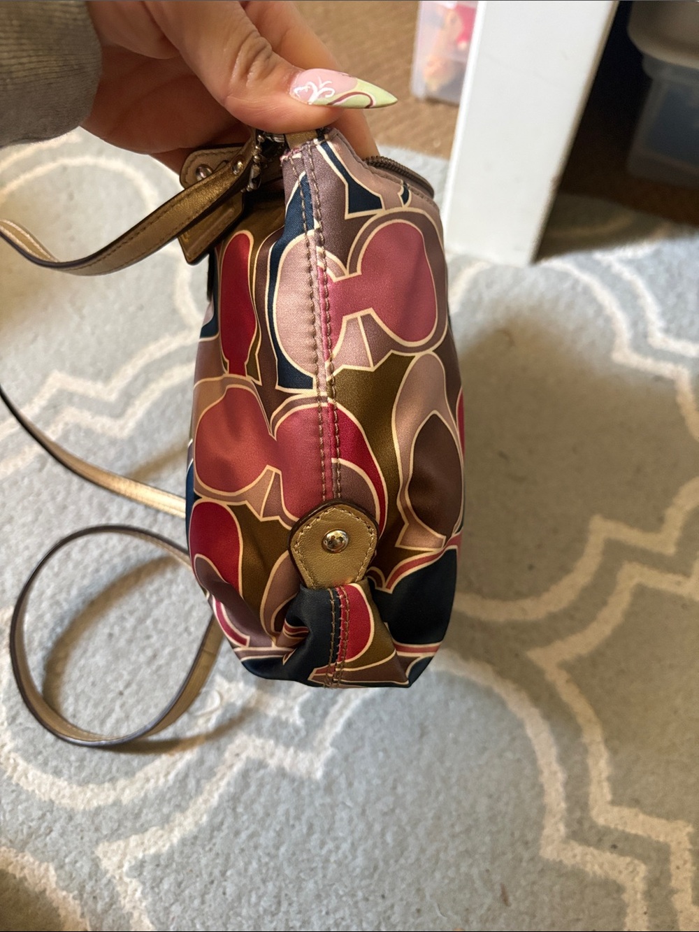 Coach Multicolor Signature Shoulder Bag - Pink, Navy & Olive - Picture 5 of 5